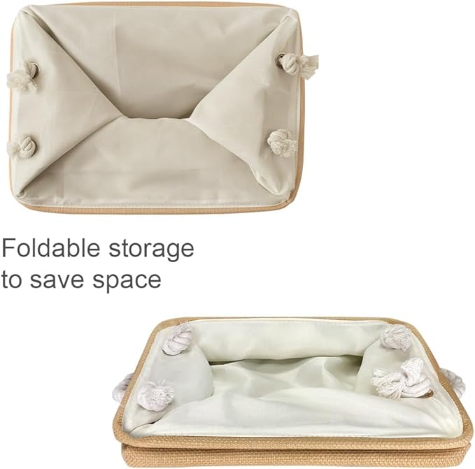 TheWarmHome Storage Bins for Shelves - Medium 3Pack 13.8L*9.8W*6.7H inch Canves Storage Basket for Organizing, Fabric Storage with Handles for Clothes Baby Dog Toys(Beige)-Ruum Studio Home