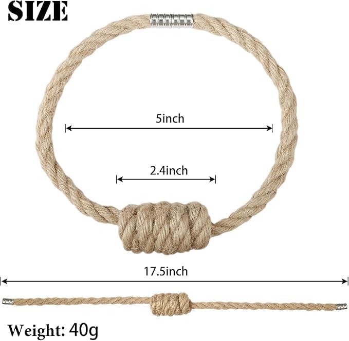 Fenghuangwu 2Pack Magnetic Jute Curtain Tiebacks – Bohemian Style Handmade Woven Tie-Backs for Drapes,Elegant Exquisite Knot Holdbacks,Outdoor Boho & Modern Home Decor-Ruum Studio Home