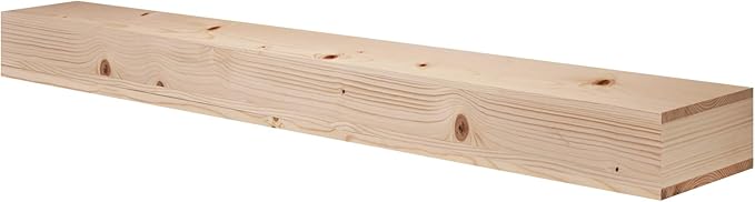 60x8x3 Fireplace Mantel - Handcrafted Hollow Rustic Solid Wood Wall Mounted Floating Shelf - DIY Color - with Invisible Heavy Duty Wood Bracket-Ruum Studio Home