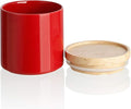 Sweejar Kitchen Canisters Ceramic Food Storage Jar, Stackable Containers with Airtight Seal Wooden Lid for Serving Ground Coffee, Tea, Sugar, Salt and More - 16 Fl Oz (Red)-Ruum Studio Home