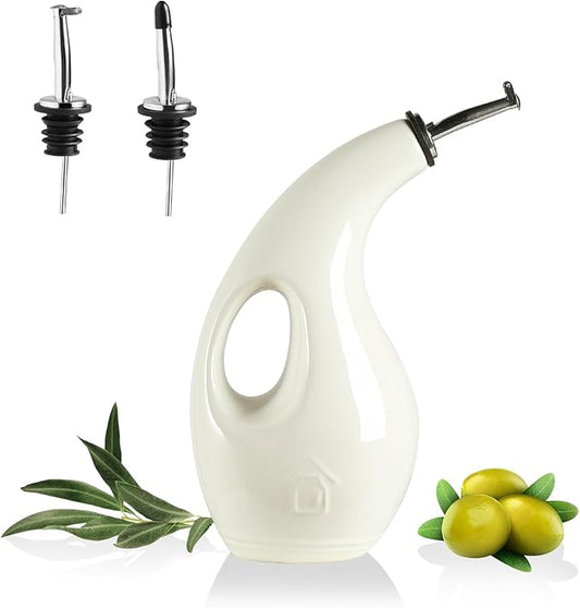 Sweejar Ceramic Olive Oil Dispenser Bottle,24 Oz Opaque Cruet Protects EVOO Oil to Reduce Oxidation, Suitable for Storage Vinegar, Coffee Syrups, Liquids (Beige)-Ruum Studio Home