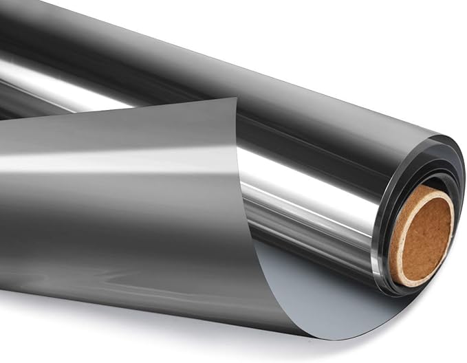 HIDBEA One Way Privacy Window Film, Daytime Mirror Reflective Heat Control UV Sun Blocking Non-Adhesive Static Cling Window Tint for Home and Office(Black-Silver, 55.1 Inch x 32.8 Feet)-Ruum Studio Home