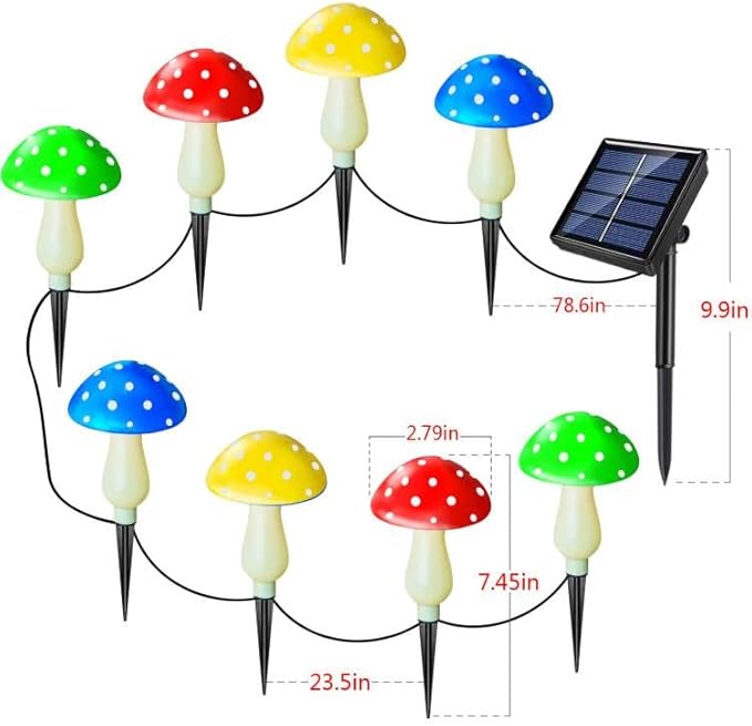 8-Pack Solar Mushroom Lights for Garden Decor, 8 Modes Waterproof Outdoor Garden Mushroom Lamp, Multi-Colored Solar LED Fairy Lights for Christmas Halloween Yard Lawn-Ruum Studio Home