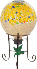 10" Diameter Solar Gazing Ball and 8.5" Metal Stand Indoor Outdoor Yard Art Ornament Coloful Spot Glass Globe Sphere Solar Gazing Balls for Garden,Lawn,Porch,Patio Birthday Gifts for Women,Mom-Ruum Studio Home