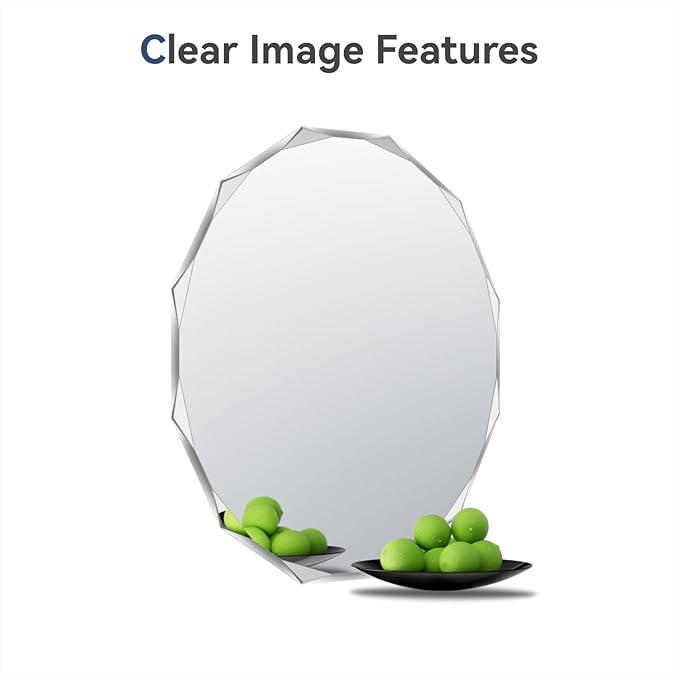 Single Beveled Edge Circle Mirror Frameless Wall Mount Bathroom Vanity Mirror, 20”-Ruum Studio Home