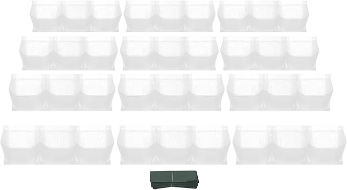 12Pieces 3-Pot Wall Planter Vertical Garden Plant Walls Wall Mounted Vertical Planter with Water-Storage Layer Stackable Wall-Mounted Flower Pot for Gardens, Balconies 180.78lbs Total Capacity (White)-Ruum Studio Home