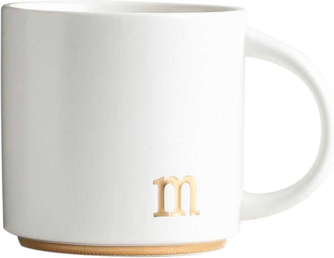 COLLECTIVE HOME - Monogram Ceramic Mugs, 15 oz Golden Initial Coffee Cups, Elegant Alphabet Tea Mugs, Elegant Personalized Mug with Gift Box, Luxurious Cups for Office and Home (m)-Ruum Studio Home