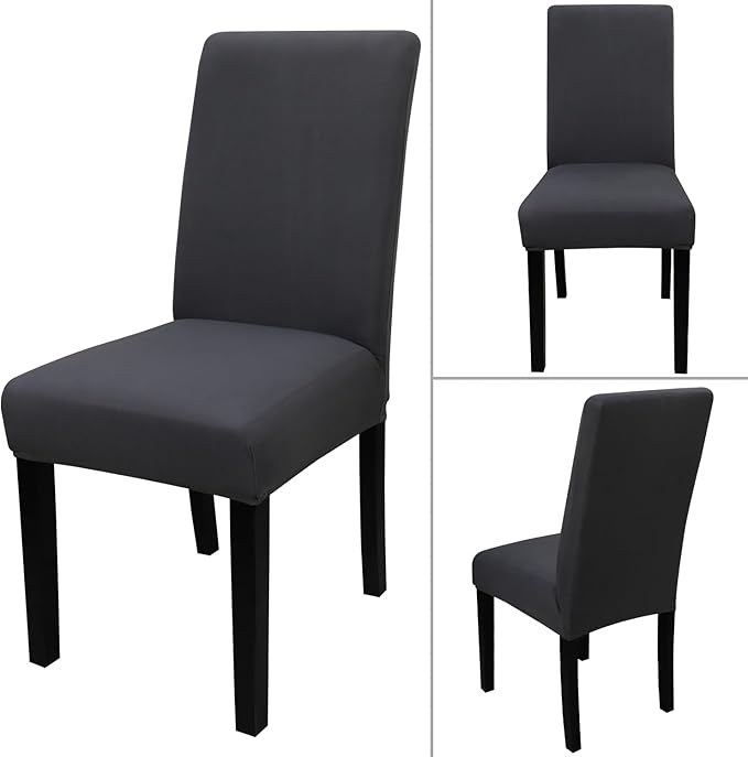 JQinHome Dining Room Chair Covers Set of 8, High Stretch Chair Slipcover Removable Washable Chair Seat Protector Cover for Home Party Hotel Wedding Ceremony (Grey)-Ruum Studio Home