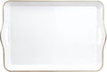 Spsyrine White Decorative Serving Tray with Handles, Elegant Plastic Coffee Table Tray for Ottoman, Living Room, Home Decor-Ruum Studio Home