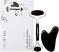 Mount Lai Obsidian Gua Sha Facial Tools, Black Obsidian Gua Sha Facial Tools Set and Roller, Guasha Tool for Face to Relieve Muscle Tension and Reduce Puffiness, Anti Aging Skin Care Sets for Women-Ruum Studio Home