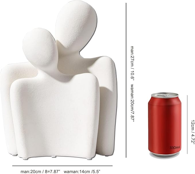 Hugging Couple Statues Ceramic Lover Figurine Characters Coffee Table Decor (White)-Ruum Studio Home