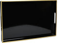 Spsyrine Black Decorative Serving Tray with Handles, Elegant Plastic Coffee Table Tray for Ottoman, Living Room, Home Decor 15.6" X 10.2"-Ruum Studio Home