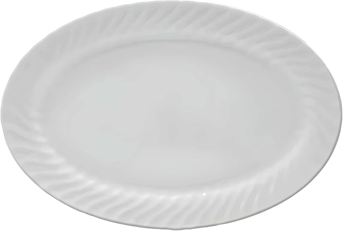Lynns Paradise Imperial White 14-Inch Oval Platter, Set of 2, White; Heavy Duty; Chip Resistant; Lead and Cadmium Free; Freezer to Oven Safe up to 500°F-Ruum Studio Home
