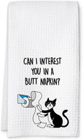 Cat Hand Towel, Funny Bathroom Kitchen Towels, Waffle Weave Microfiber Dish Cloth, Gift for Cat Lovers, Cute Kitty Tea Towel for Home-Ruum Studio Home