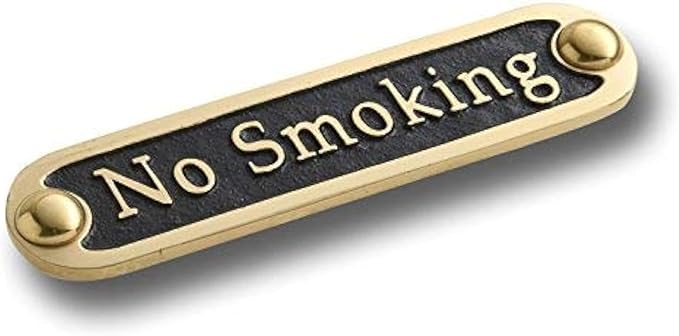 No Smoking Brass Door Sign. Traditional Style Home Décor Wall Plaque Handmade By The Metal Foundry UK.-Ruum Studio Home