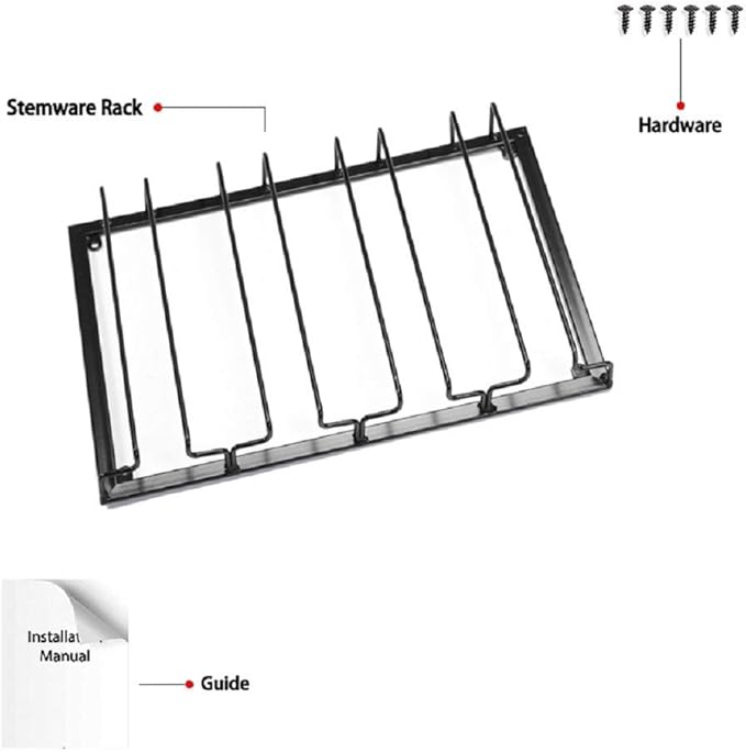 Wine Glass Rack Under Cabinet - Stemware Holder Metal Wine Glass Organizer Glasses Storage Hanger for Bar Kitchen Black 4 Rows-Ruum Studio Home
