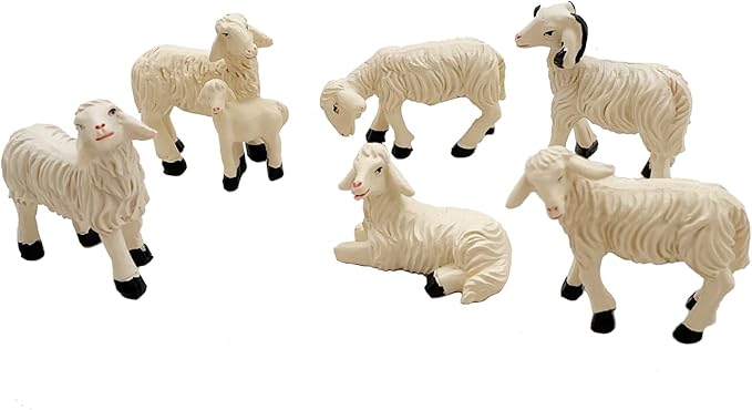 Miniature Garden Figurines Set of 6 Sheep Statues - Outdoor Decor Art for Fall Winter - Patio, Lawn, Yard Decoration - Housewarming Gift (Sheep)-Ruum Studio Home