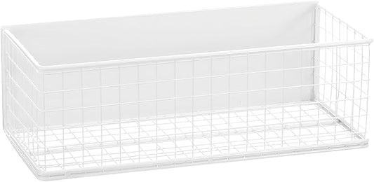 Magnetic Stotage Basket, Magnetic Shelf for Fridge, Magnetic Spice Rack Wire Mesh Magnetic Organizer Holder Accessories for Office Kitchen Classroom Storage,White, 9.44" x 4" x 3.14"-Ruum Studio Home