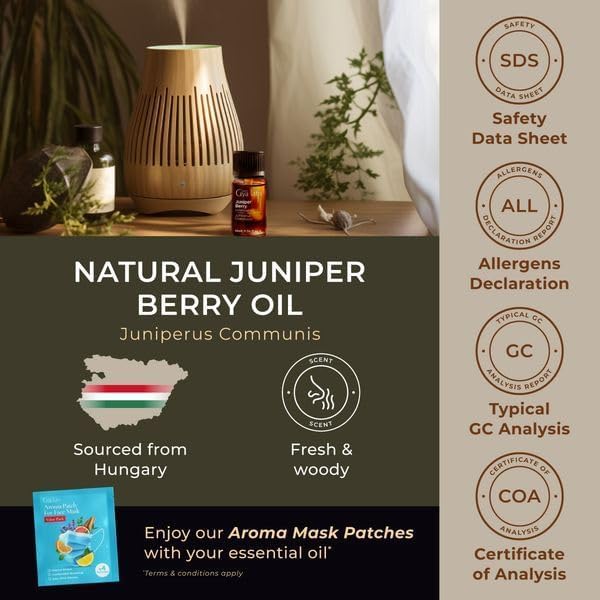 Gya Labs Juniper Berry Essential Oil for Diffuser - 0.34 Fl Oz - 100% Pure Natural Juniper Essential Oil for Skin & Candle Making Scent-Ruum Studio Home