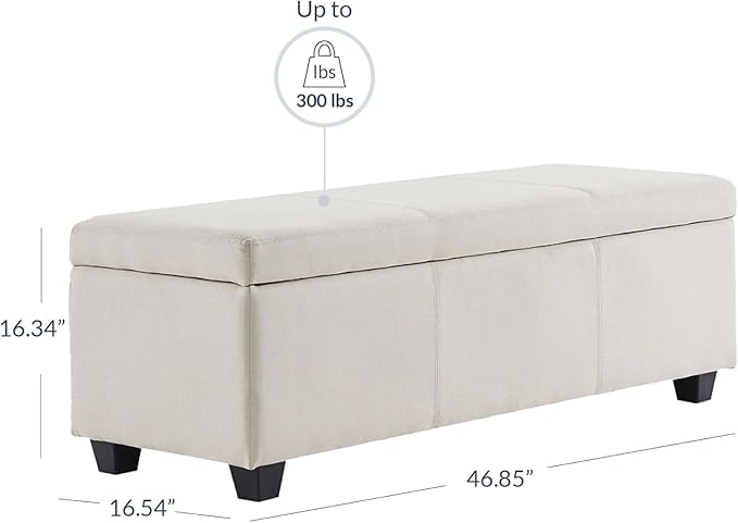 BELLEZE 47 Inch Storage Ottoman, Linen Storage Bench for Bedroom, Living Room, Entryway, Hallway, Foot Rest, Support 300lbs - Beige-Ruum Studio Home