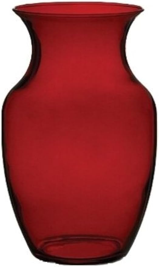 Floral Supply Online - 8" Rose Vase and Flower Guide Booklet - Decorative Glass Flower Vase for Floral Arrangements, Weddings, Home Decor or Office. (Red)-Ruum Studio Home