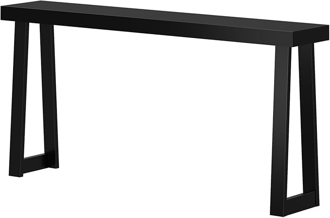 Plank+Beam Solid Wood Console Table, 66 Inch, Sofa Table, Narrow Entryway Table for Hallway, Behind The Couch, Living Room, Foyer, Easy Assembly, Black-Ruum Studio Home