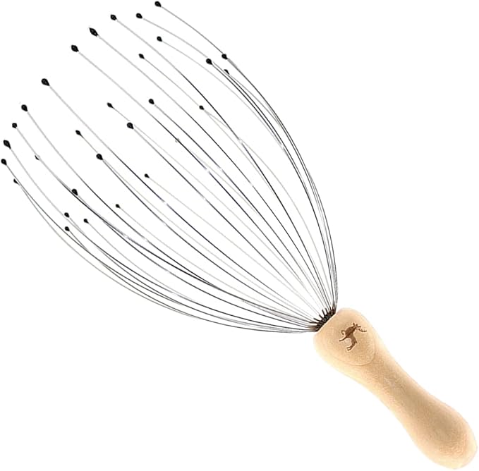 USAGA 32 Fingers Head Massager, Head Scratcher Scalp Massager for Scalp Body Relaxing Wood Handle (1 Pack)-Ruum Studio Home