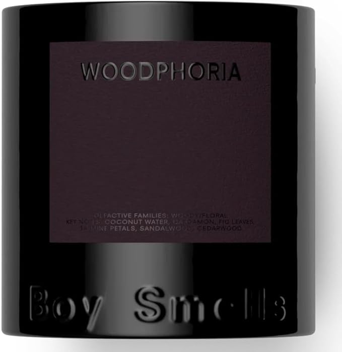 Boy Smells - Woodphoria Scented Candles for Men and Women - 8.5 oz - Soy, Coconut Wax Candle Blend - Aromatic Candles for Home with Fig, Sandalwood and Jasmine - 50-Hour Burn - Cotton Wick-Ruum Studio Home