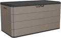 100 Gallon Plus Resin Deck Box, Waterproof Outdoor Storage Bin for Patio Furniture, Pool Accessories, and Garden Tools, Lockable & UV-Resistant, Brown-Ruum Studio Home