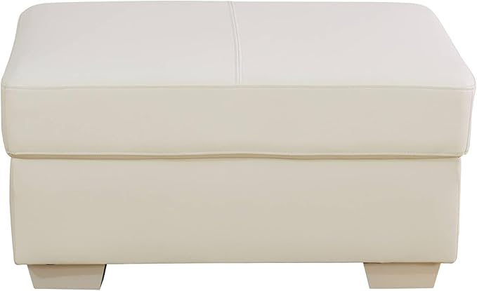 Ottoman Rectangular Storage Ottoman Bench, Genuine Cow Leather Footrest, Coffee Table, Stool Footstool with Hinged Lid for Living Room, Bedroom, Entryway, White, 36.5"x28"x18.5"-Ruum Studio Home