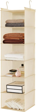 MAX Houser 6 Tier Shelf Hanging Closet Organizer, Cloth Hanging Shelf with 2 Sturdy Hooks for Storage, Foldable (Beige)-Ruum Studio Home