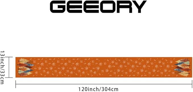 GEEORY Fall Watercolor Trees & Maple Leaves Table Runner 13x120 Inch, Rustic Farmhouse Autumn Thanksgiving Decor for Kitchen, Dining, Indoor/Outdoor Holiday Dinner Party Orange GT158-120-Ruum Studio Home
