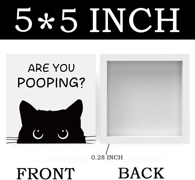 Funny Bathroom Decor Are You Pooping Cat Sign Funny Bathroom Toilet Table Decoration Funny Cat Gifts Bathroom Wall Decor Cat Gifts for Women Gifts for Cat Lovers, Funny Bathroom Wooden Box Sign Decor-Ruum Studio Home