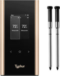 Sync Gold Wireless WiFi Meat Thermometer, 2 Slim Probes, 6 Sensors, 10x Stronger Signal, ±0.5℉ Accuracy, Smart Base Direct Setup, Reliable Reading Through Kamado Grill, BBQ, Oven, Smoker, Air Fryer-Ruum Studio Home