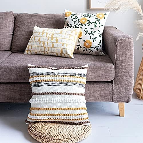 MOCOFO Canvas Embroidered Pillow Case Spring Embroidery Craft Modern Simple Sofa Office Pillow Pillow Case (Monstera, 18x18’’)-Ruum Studio Home