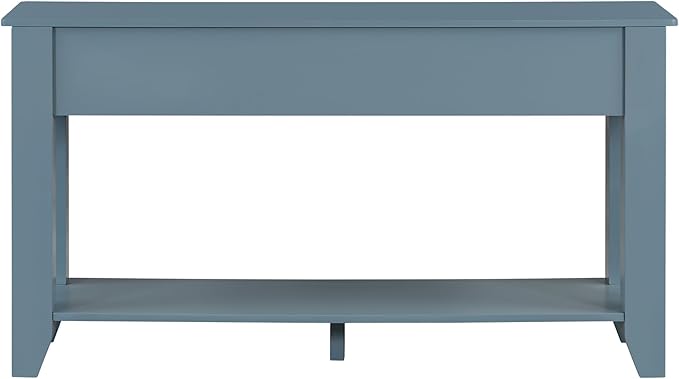 Farmhouse Modern Entryway Console Table 55.4'' Long Entry Sofa Table with Drawers & Storage Shelf for Living Room Hallway, Blue-Ruum Studio Home