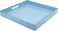 Spsyrine Light Blue Decorative Tray for Living Room, Square Modern Plastic Coffee Serving Table Tray for Ottoman Bathroom Kitchen, 13"*13".-Ruum Studio Home