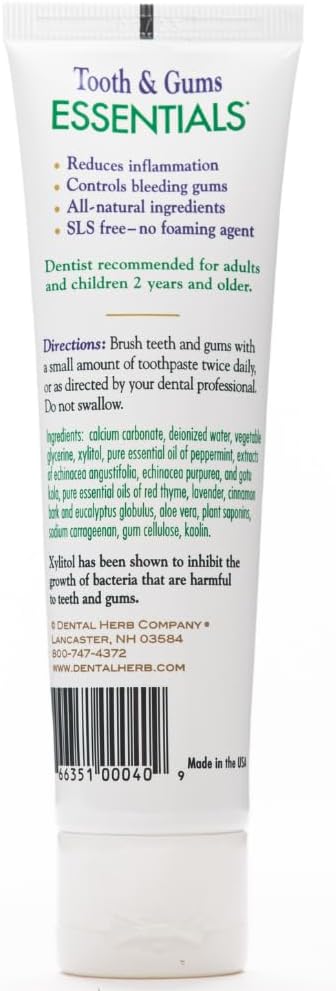 Dental Herb Company - Essentials Toothpaste - Truly Natural Fluoride-Free and SLS-Free - Superior Defense Against Bleeding and Irritated Gums, Dry Mouth, and Mouth sores. (4 oz.)-Ruum Studio Home