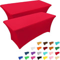 IVAPUPU 2 Pack 4FT Table Cloth for Rectangular Fitted Events Stretch Red Table Covers Washable Cover Spandex Tablecloth Protector for Party, Wedding, Cocktail, Banquet, Festival-Ruum Studio Home
