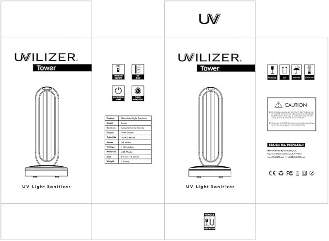 Tower - UV Light Sanitizer & Ultraviolet Lamp with Remote Control (UV-C Cleaner for Home, Room, Office | 38W UVC Disinfection Bulb | Kill Germs, Bacteria, Virus, Dust | USA)-Ruum Studio Home