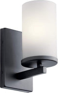 KICHLER 45495BK Crosby Wall Sconce, 1-Light 100 Watts, Black, 4.5"-Ruum Studio Home
