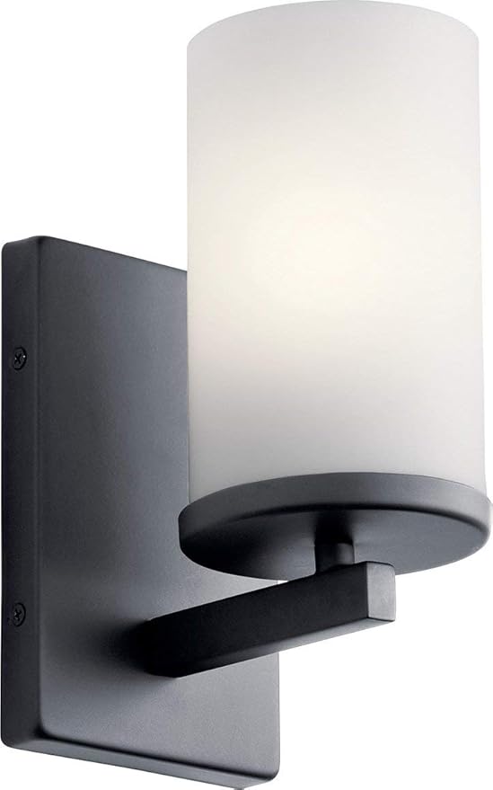 KICHLER 45495BK Crosby Wall Sconce, 1-Light 100 Watts, Black, 4.5"-Ruum Studio Home