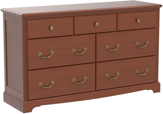 T4TREAM 7 Drawers Dresser Chests for Bedroom, Wood Vintage Chests of Drawers, Rustic Dressers Chset Organizer for Bedroom, Living Room, Hallway, Cherry-Ruum Studio Home