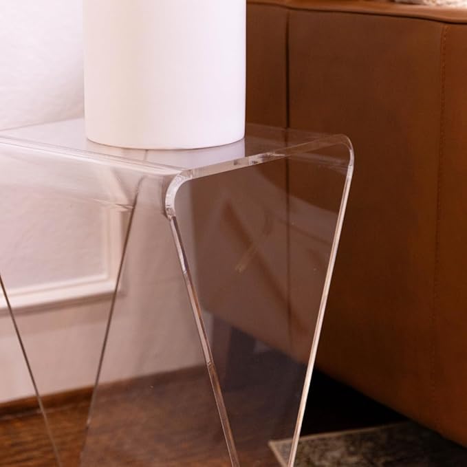 Clarte Acrylic V-Shaped End Table | Side Table for Living Room or Nighstand for Bedrooms | Premium Durable Glass-Like Design-Ruum Studio Home