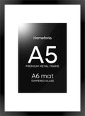 Homeforia A5 Picture Frame Black, High End Metal 5.8x8.3 Frames Matted to 4.1x5.8 Print, A5 Photo Frame with Mat A6, 5.8 x 8.3 Poster Frame, 8.3x5.8 Display Frames, Tempered Glass, Wall Kit, Set of 1-Ruum Studio Home