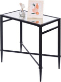 Black End Table, Rectangle Side Table with Mirrored Top, Modern Metal End Table, Small Narrow Side Table for Living Room, Balcony, 22" L x 12.4" W x 24" D-Ruum Studio Home