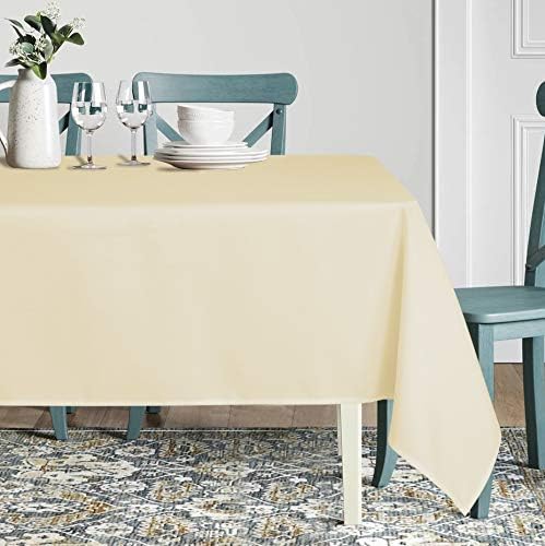 sancua Square Tablecloth - 54 x 54 Inch - Stain and Wrinkle Resistant Washable Polyester Table Cloth, Decorative Fabric Table Cover for Dining Tables, Buffet Parties and Camping, Beige-Ruum Studio Home