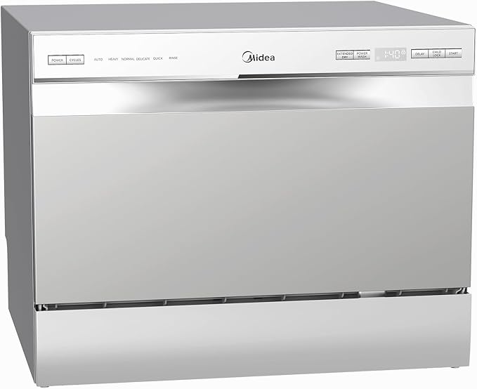 Midea MDC22P2ASS Countertop, Portable Place Settings & 6+2 Washing Cycles. Energy Star Dishwasher, Dish Washer for Dorm, RV& Apartment, Sliver, Silver-Ruum Studio Home
