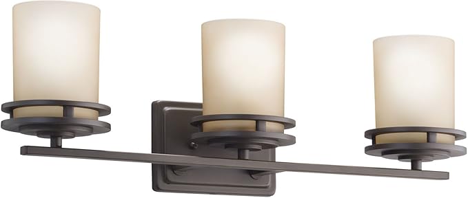 Kichler Hendrik 24" 3 Light Vanity Light with Light Umber Etched Glass Olde Bronze®-Ruum Studio Home