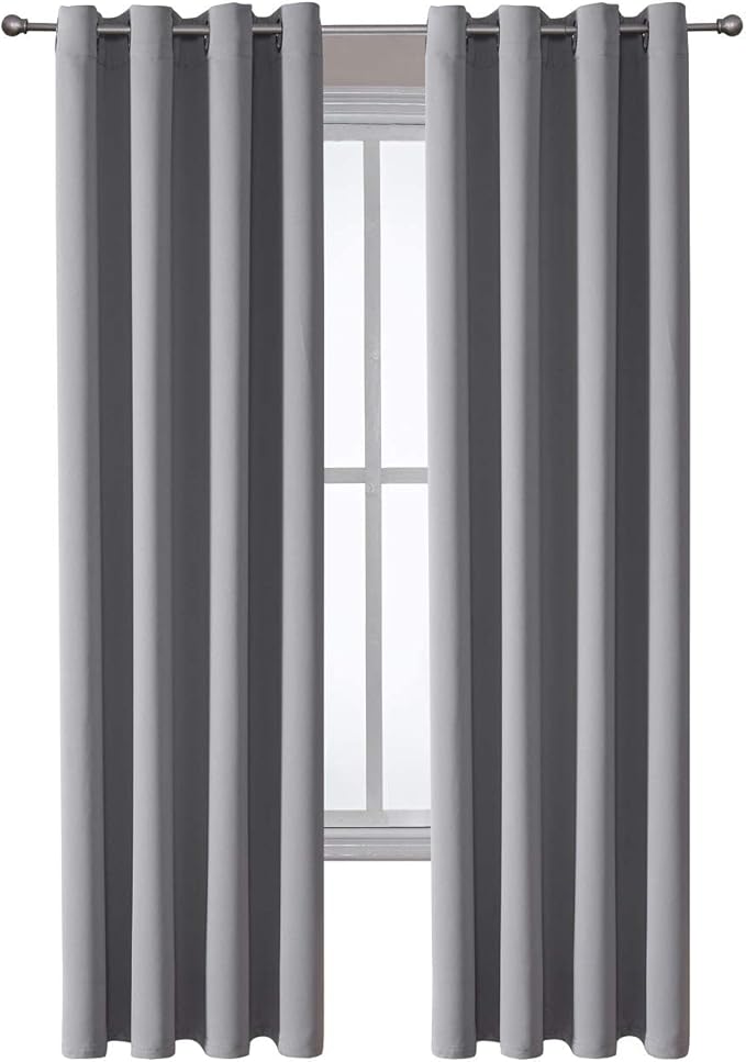 ChrisDowa Grommet Blackout Curtains for Bedroom and Living Room - 2 Panels Set Thermal Insulated Room Darkening Curtains (Light Grey, 52 x 84 Inch)-Ruum Studio Home